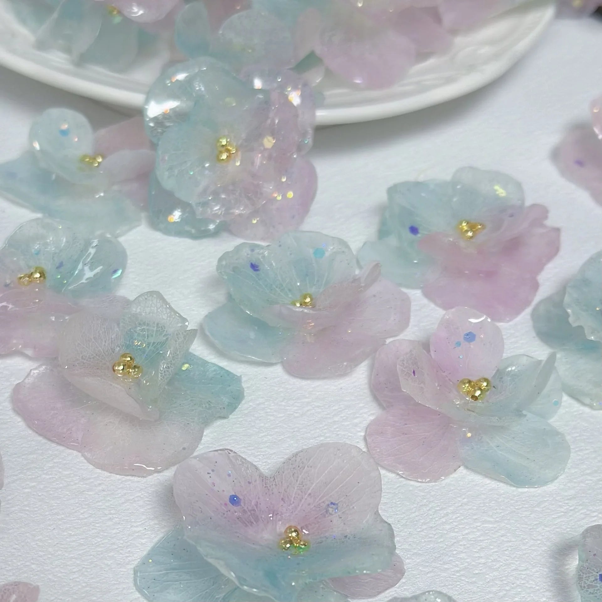 4PCS DIY Rubber Real Dried Hydrangea Flower Earrings Necklaces Bracelets Accessories Real Large-Leaf Hydrangea Fairy Accessories