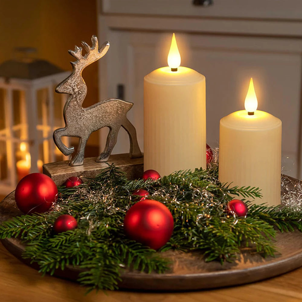 FPOO Rechargeable Led Candle By usb Remote Waterproof Pillar Candles for Wedding Camping Electric Flickering Flame Candle Light