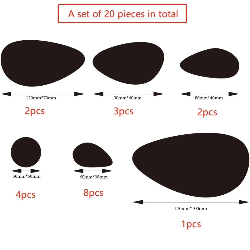 3D Mirror Wall Decals 20pcs Irregular Geometric Cobblestone shape Self-adhesive Detachable Acrylic Mirror Wall Sticker HomeDecor