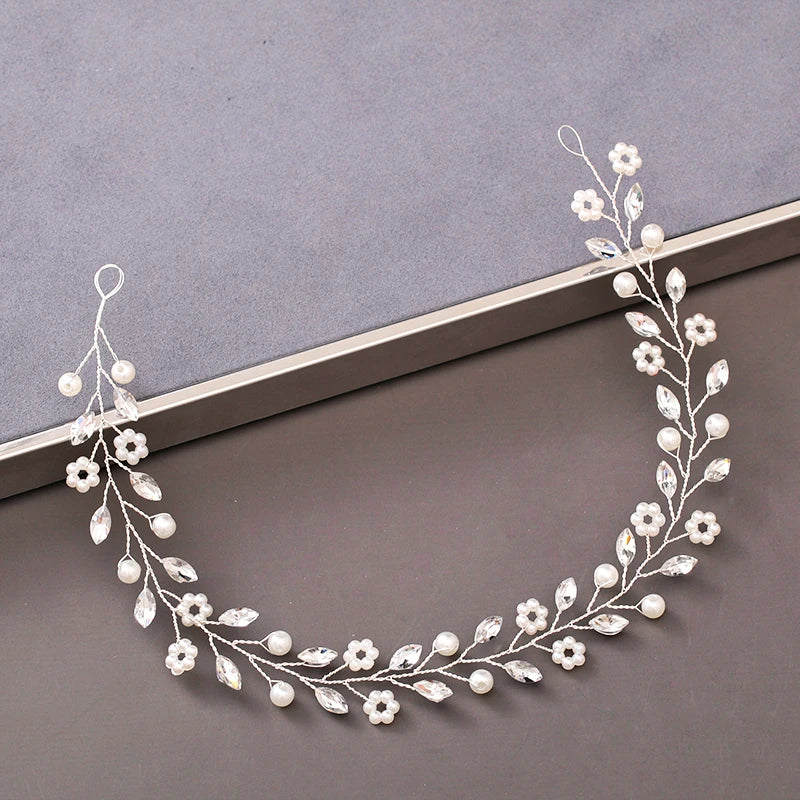 Pearl Crystal Bridal Headband Hairband Rhinestone Wedding Hair Accessories Jewelry Vine For Women Bride Tiara Headband Headpiece