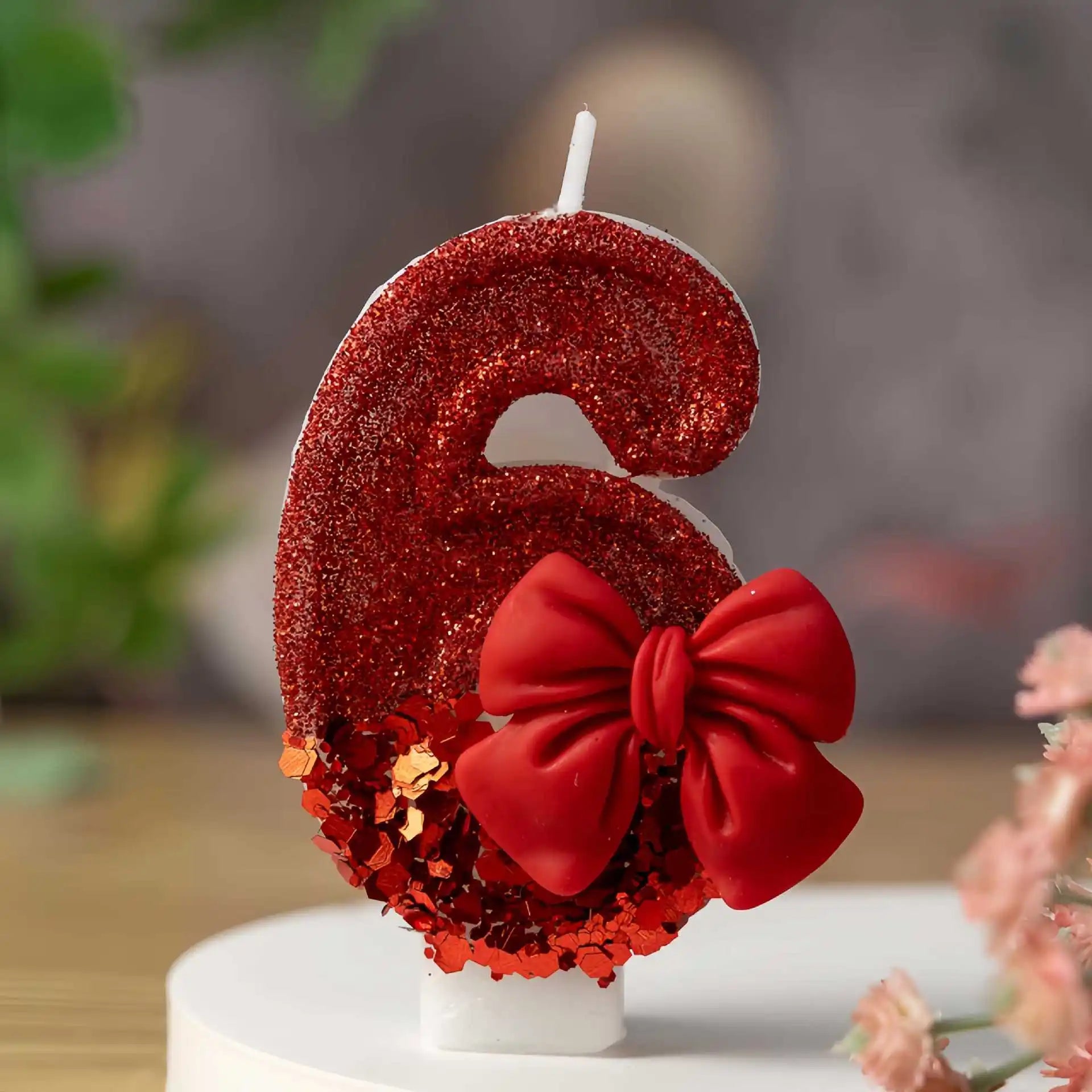 Red bow creative digital candle birthday candle cake decoration