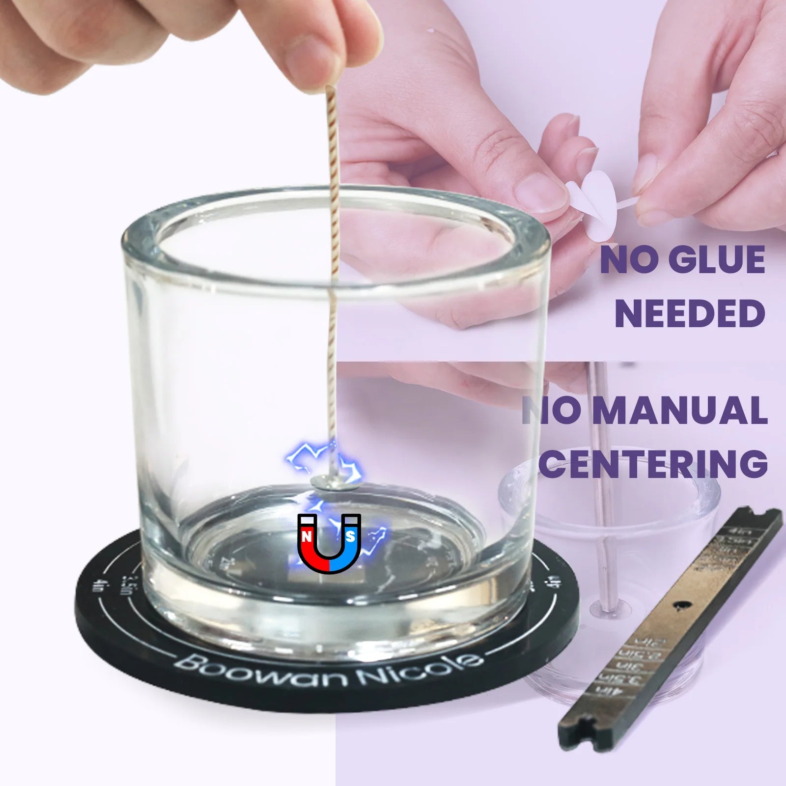 Nicole Quick Magnetic Candle Wick Centering Setter Tool & Wick Holder Candle Centering Device for Candle Making