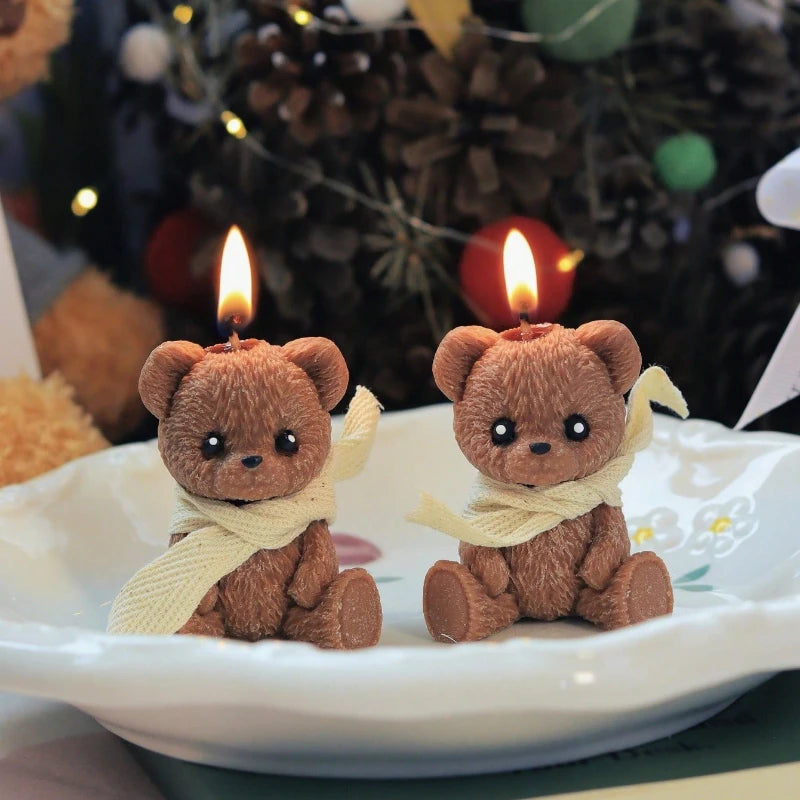 1/2pcs Scented Candle Simulation Teddy Bear Shape Fragrance Cute Souvenir Gift Atmosphere Creative Handmade High-end Bear Candle