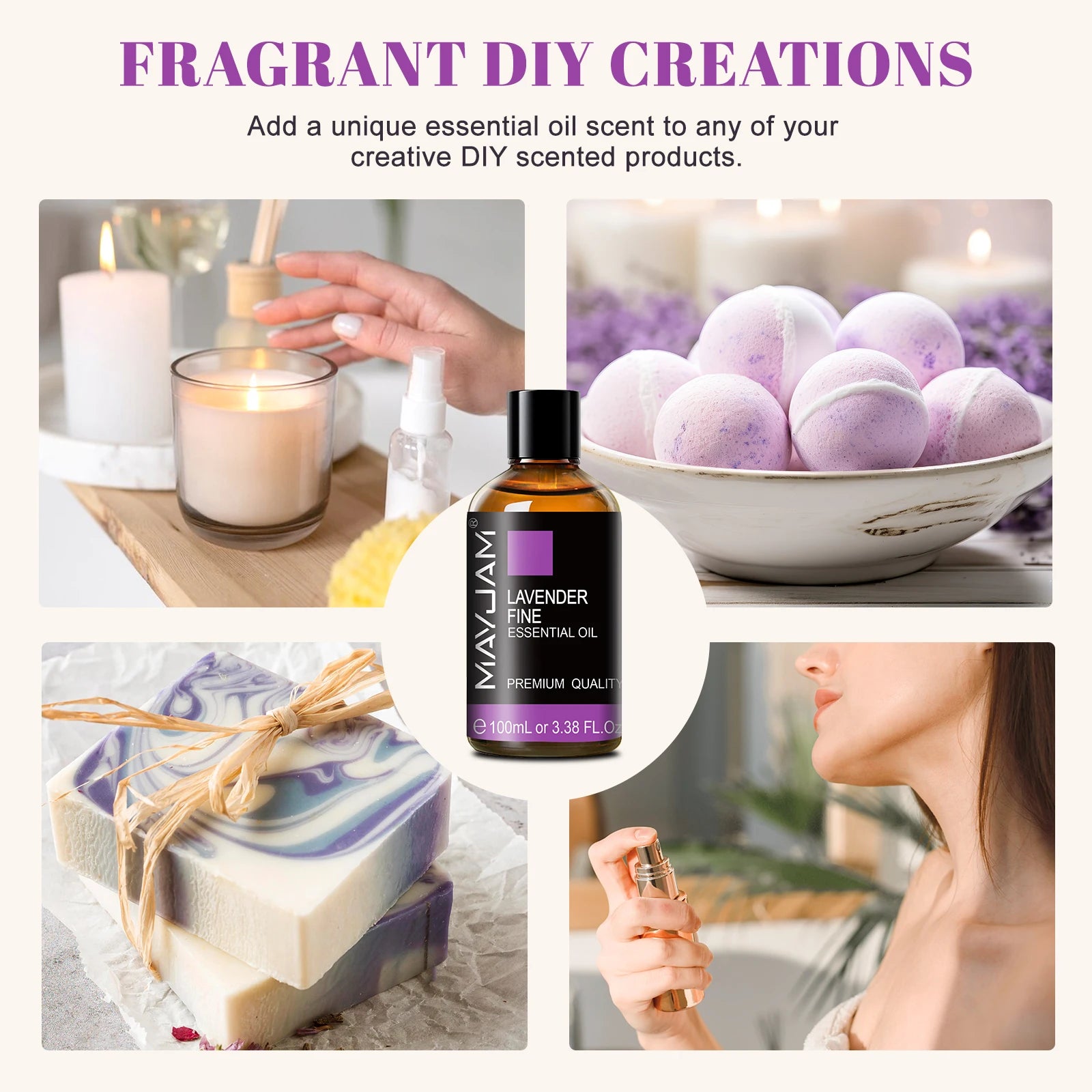 MAYJAM Aromatherapy Essential Oils May Chang Lavender Tea Tree Clove Bud Turmeric Pine Neddles 100ml Pure Essential Oil