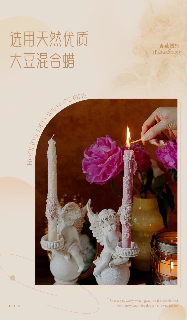 Embossed Long Candles for Candlesticks Taper Scented Wedding Candles Ceremony Home Decorations Item