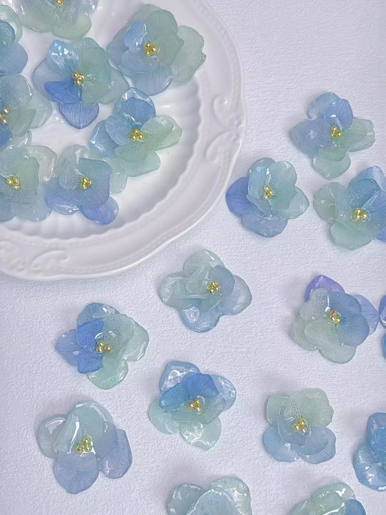 4PCS DIY Rubber Real Dried Hydrangea Flower Earrings Necklaces Bracelets Accessories Real Large-Leaf Hydrangea Fairy Accessories