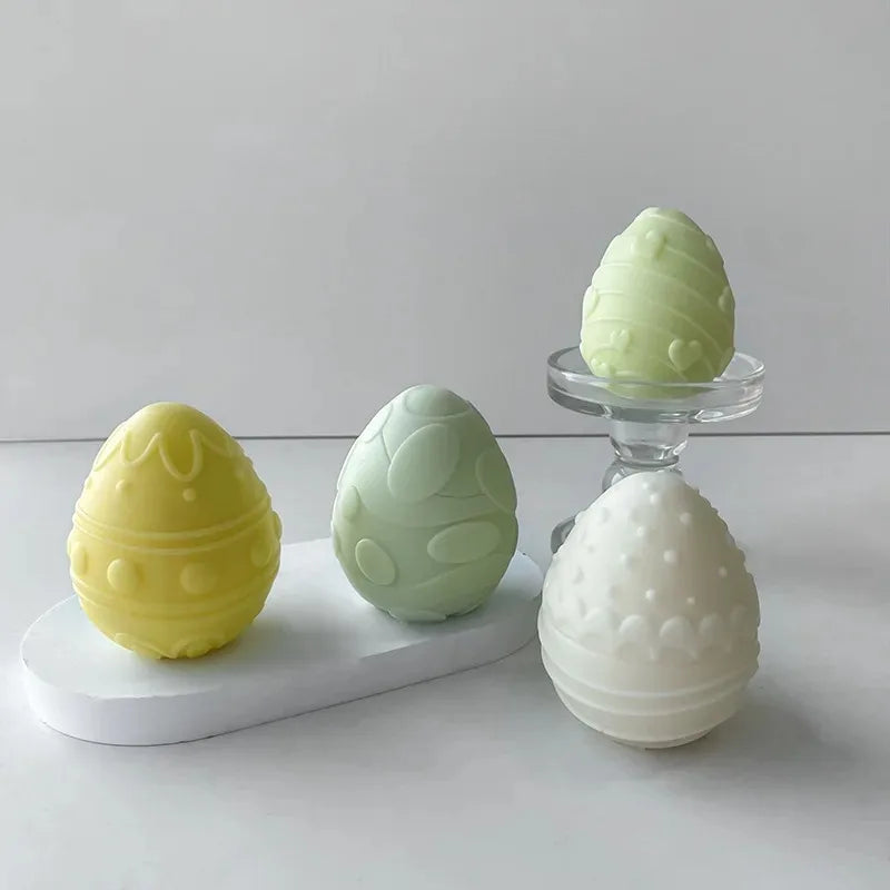 3D Easter Egg Candle Silicone Mold DIY Aromatherapy Candle Plaster Resin Ornaments Geometric Eggs Mould Easter Decor Crafts