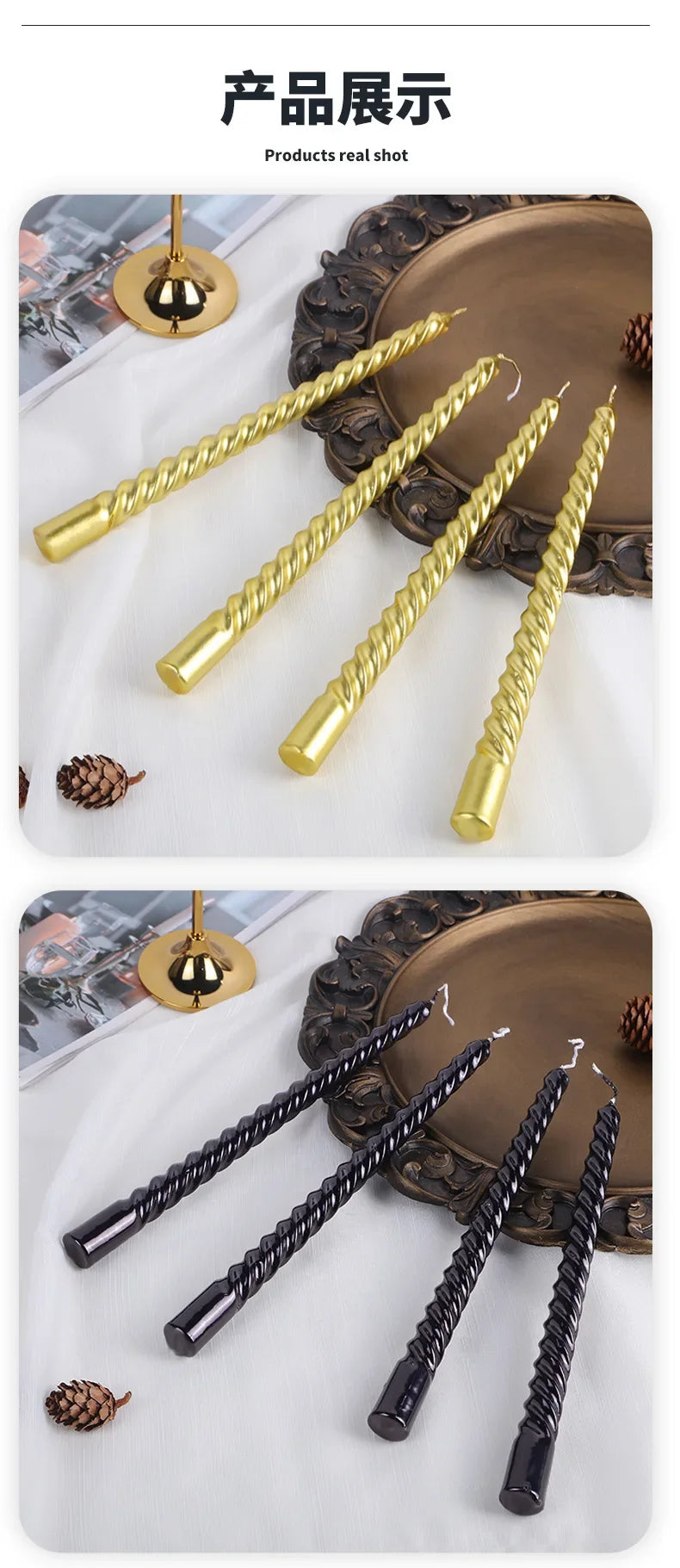 Boxed Western Restaurant Birthday Candle Long Taper Pole Candle Color Thread Romantic Wedding Event Candle