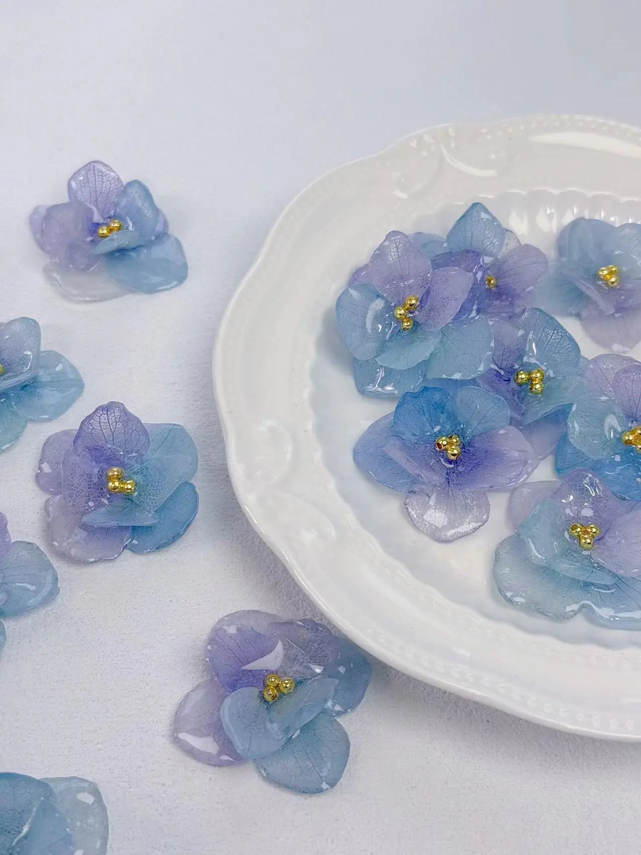 4PCS DIY Rubber Real Dried Hydrangea Flower Earrings Necklaces Bracelets Accessories Real Large-Leaf Hydrangea Fairy Accessories