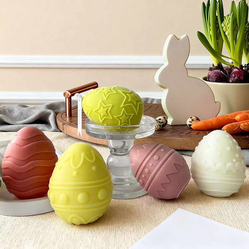 3D Easter Egg Candle Silicone Mold DIY Aromatherapy Candle Plaster Resin Ornaments Geometric Eggs Mould Easter Decor Crafts