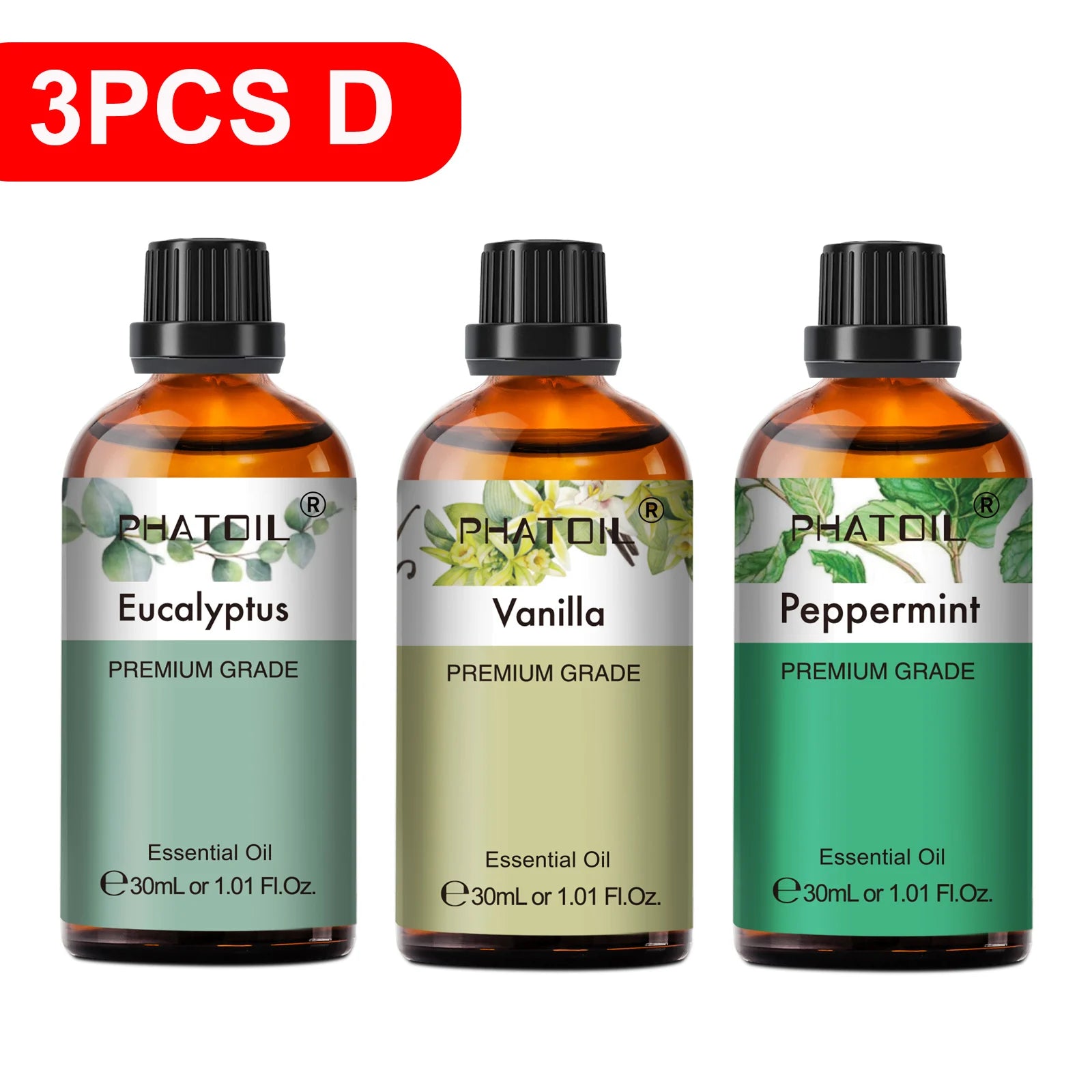 PHATOIL 30ml Lavender Lemon Eucalyptus Sandalwood Bergamot Aromatherapy Essential Oil For Diffuser,Candle Making,DIY Soap & Bomb