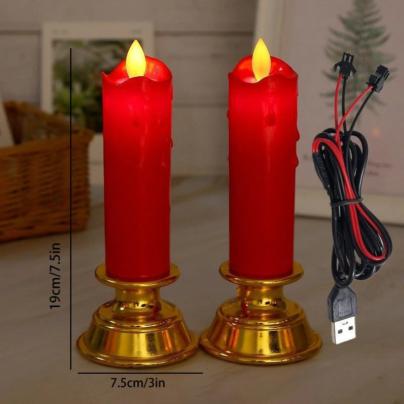 LED Candle Light With Flickering Flame USB Plug-In Electronic Candlelight Wedding Church Holiday Decoration Religious Activity