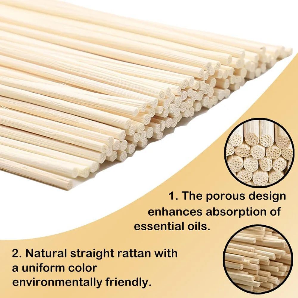 32pcs Reed Diffuser Sticks Set Multi-Style Natural Rattan for Essential Oil & Home Fragrance