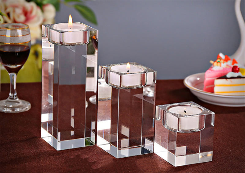 Crystal Glass Creative Romantic Candle Holders Tealight Candlestick Wedding Decorations Home Party Ornaments Desktop Candlestick