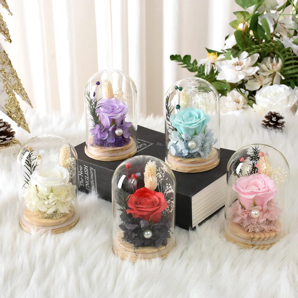 Eternal Rose Gifts for Women Preserved Forever Flowers Rose in Glass Dome Anniversary Valentine's Day Birthday Mother's Day Gift