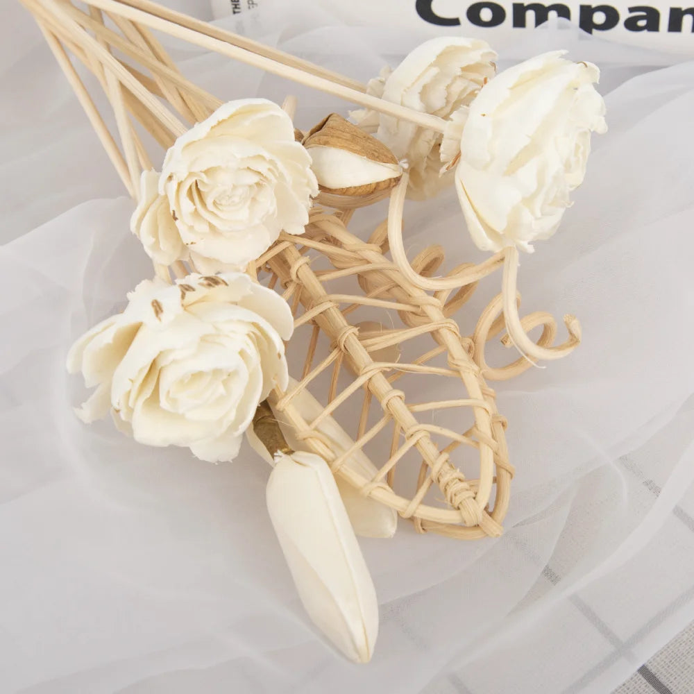 12PCS Lotus Series Flower Rattan Sticks Fireless Fragrances Reed Diffuser Stick Diy Ornaments Home Decor