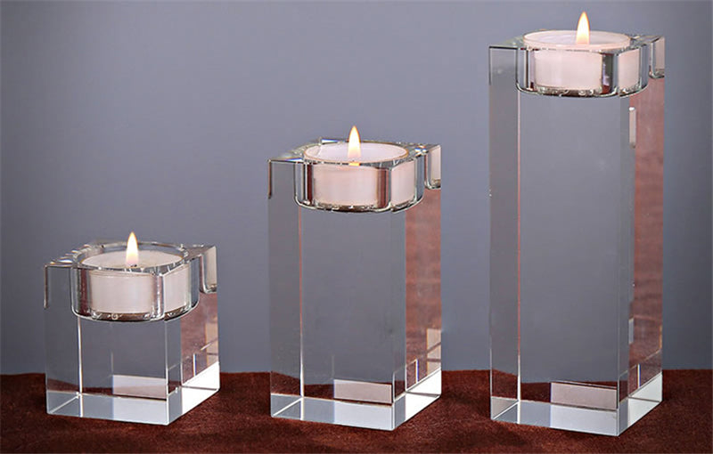 Crystal Glass Creative Romantic Candle Holders Tealight Candlestick Wedding Decorations Home Party Ornaments Desktop Candlestick