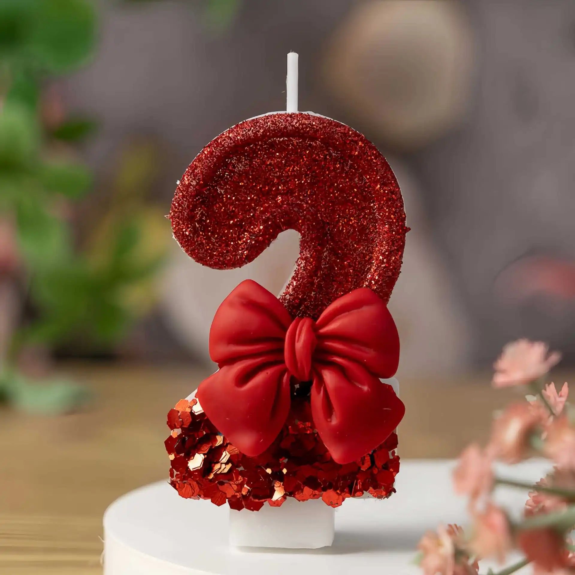 Red bow creative digital candle birthday candle cake decoration
