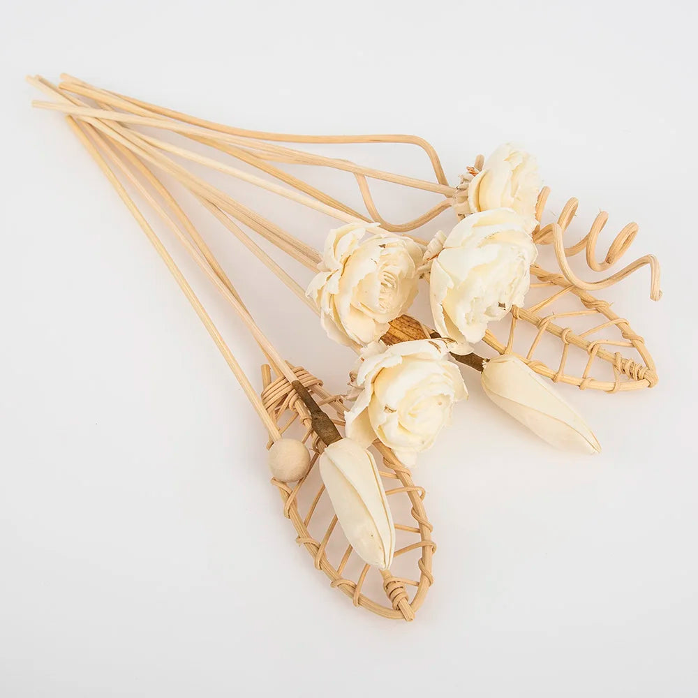 12PCS Lotus Series Flower Rattan Sticks Fireless Fragrances Reed Diffuser Stick Diy Ornaments Home Decor