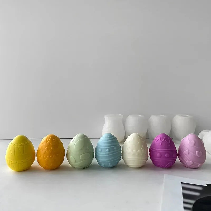 3D Easter Egg Candle Silicone Mold DIY Aromatherapy Candle Plaster Resin Ornaments Geometric Eggs Mould Easter Decor Crafts