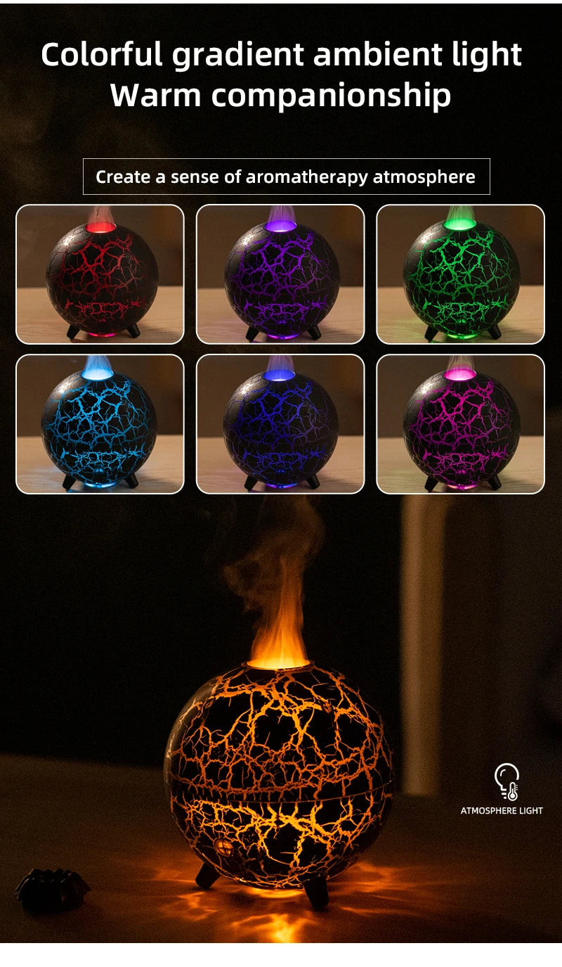 Flame Volcano Diffuser For Essential RGB Oils Table Lamp Night Lights Large Capacity Aromatherapy Air Humidifier Office Bedroom