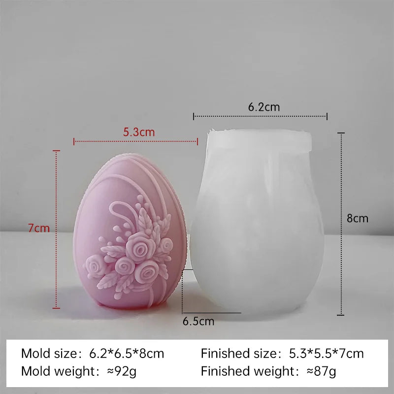 3D Easter Egg Candle Silicone Mold Angel Flower Embossment DIY Handmade Soap Chocolate Baking Mould