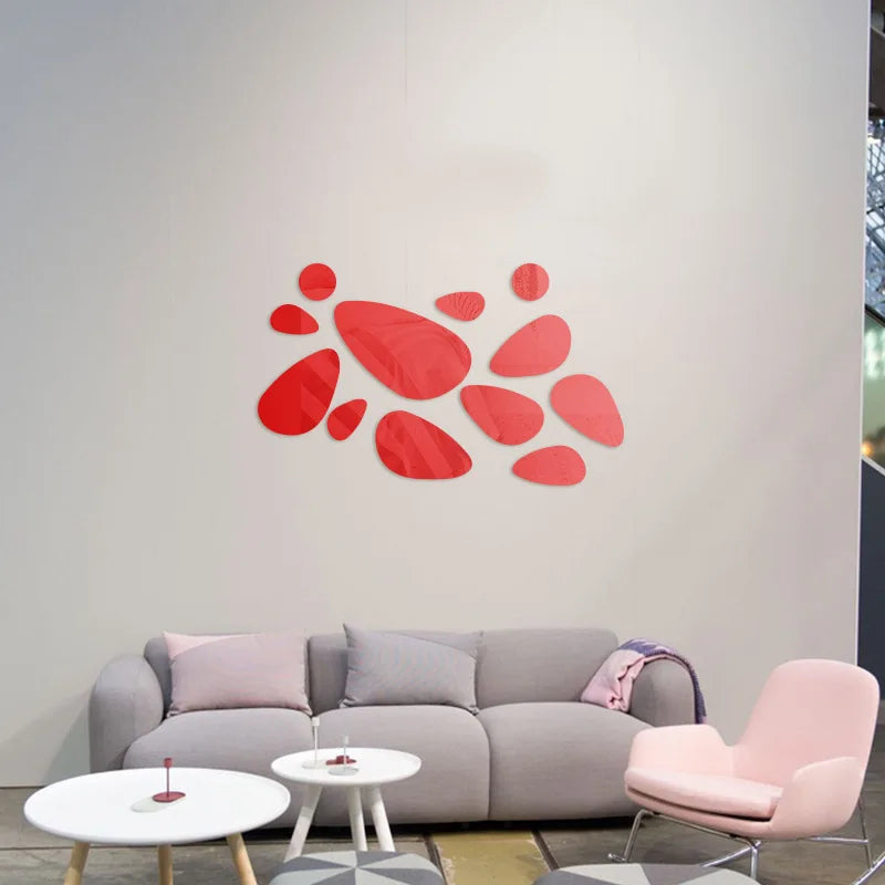 3D Mirror Wall Decals 20pcs Irregular Geometric Cobblestone shape Self-adhesive Detachable Acrylic Mirror Wall Sticker HomeDecor