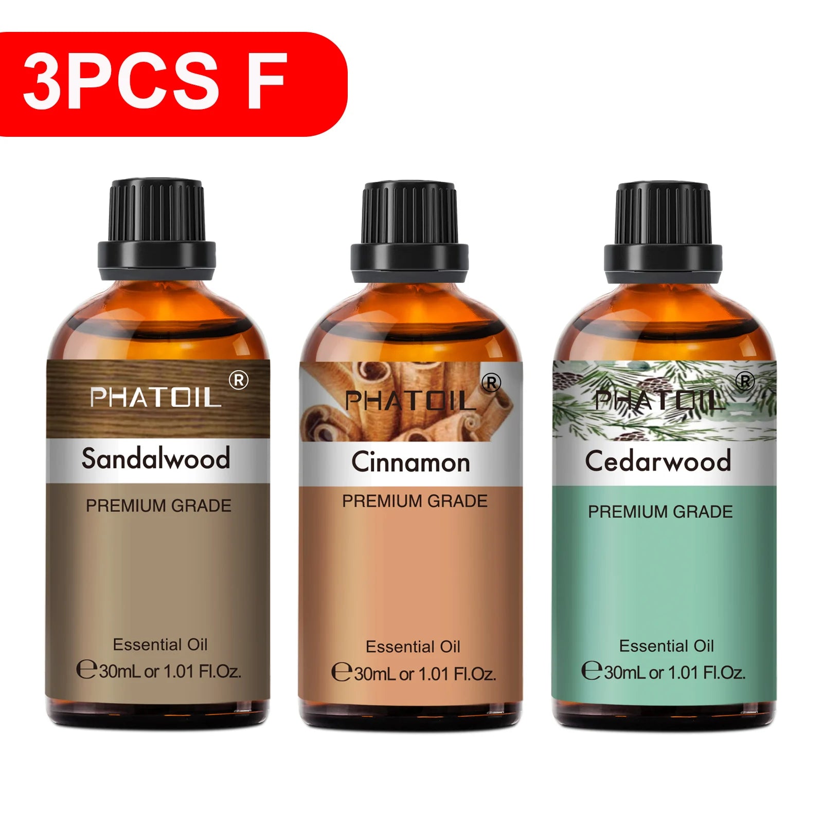 PHATOIL 30ml Lavender Lemon Eucalyptus Sandalwood Bergamot Aromatherapy Essential Oil For Diffuser,Candle Making,DIY Soap & Bomb