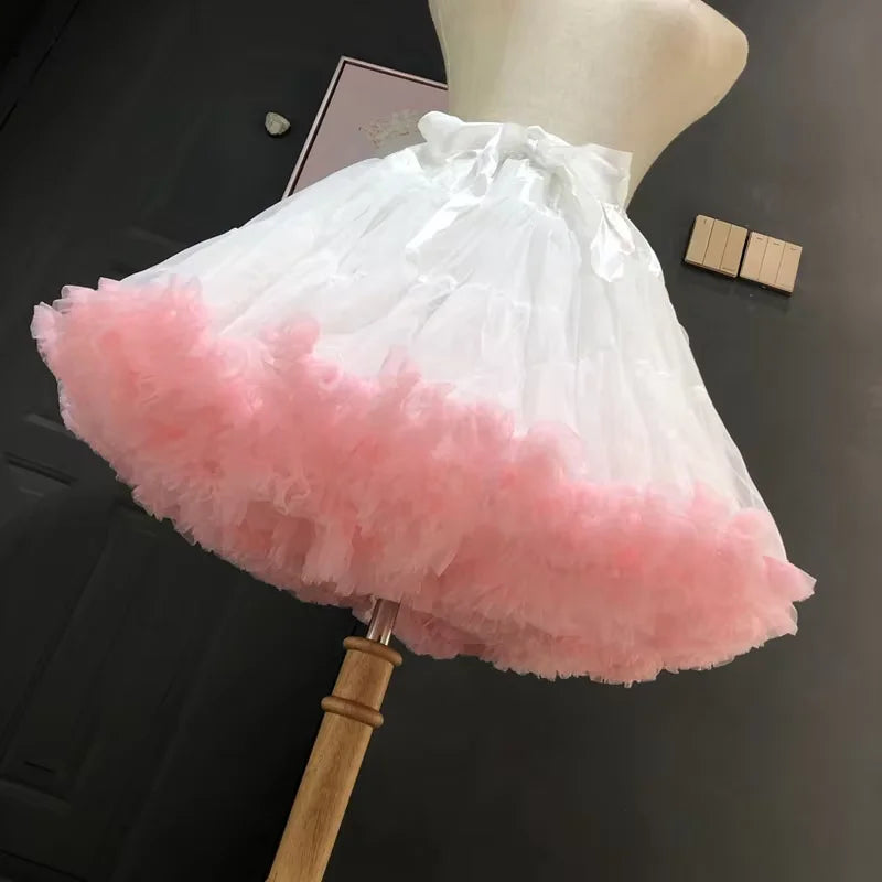 Crinoline Inner Bustle Cosplay Tutu Puffy Women Flower Style Lolita Fluffy Petticoats Cancan Skirt Under Wedding Dress