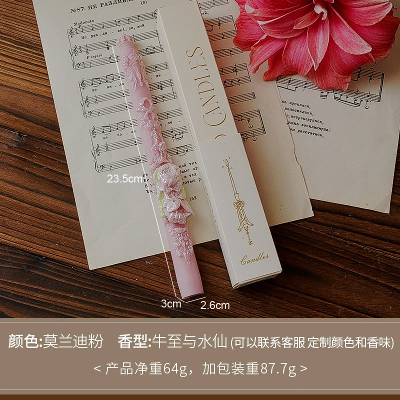 Embossed Long Candles for Candlesticks Taper Scented Wedding Candles Ceremony Home Decorations Item