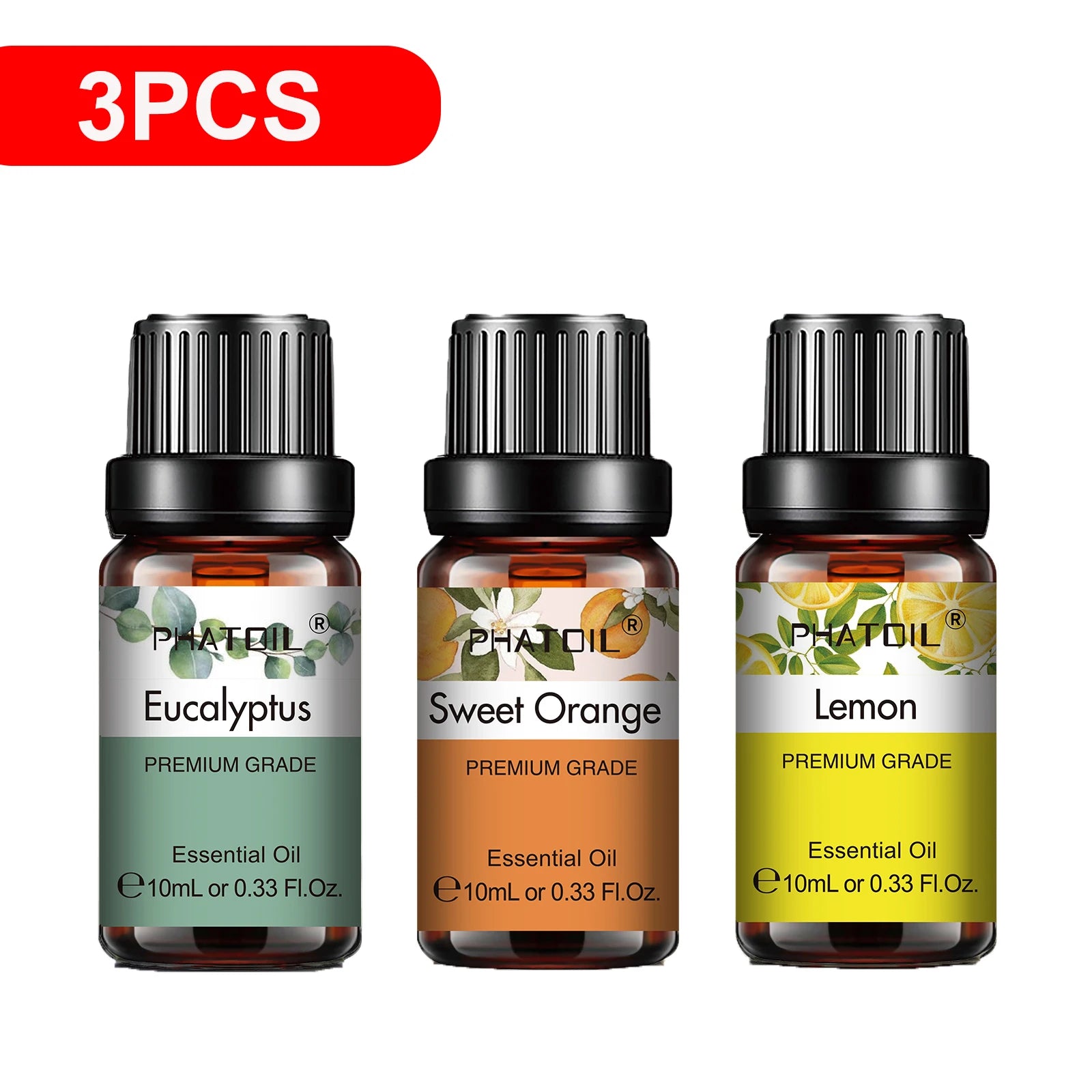 PHATOIL 10ml Natural Essential Oils for Diffuser Aromatherapy Lavender Vanilla Lemon Rose Lemongrass Essential Oil DIY Soap