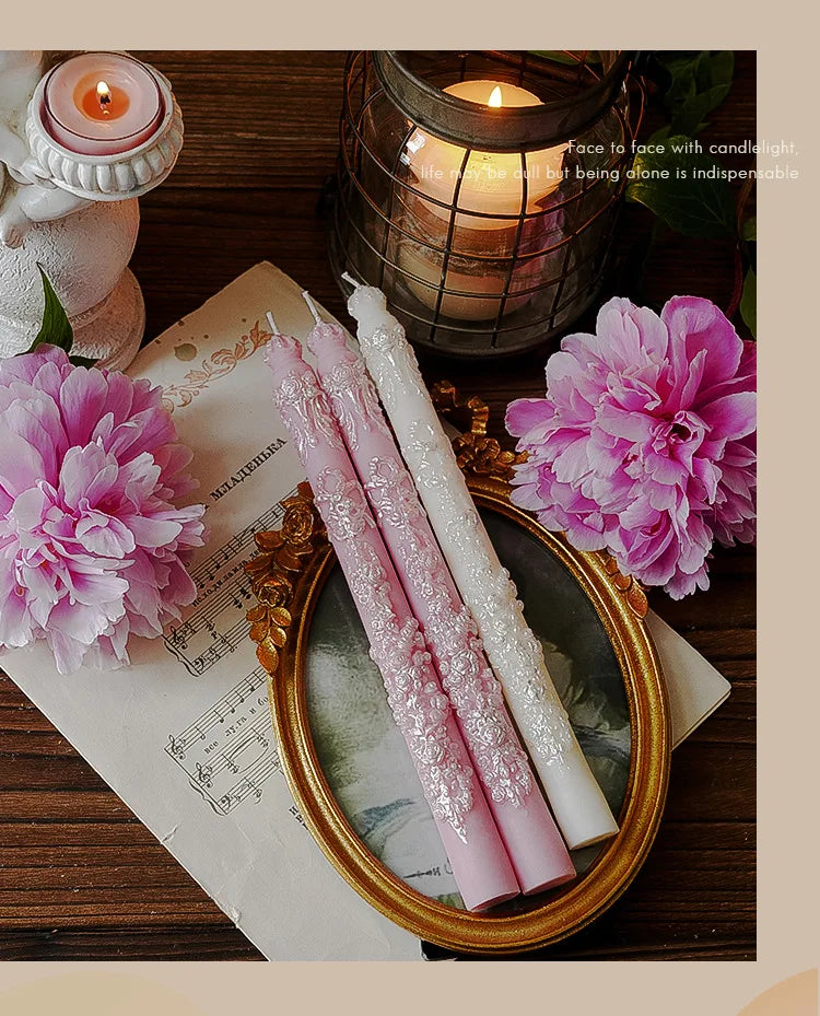 Embossed Long Candles for Candlesticks Taper Scented Wedding Candles Ceremony Home Decorations Item