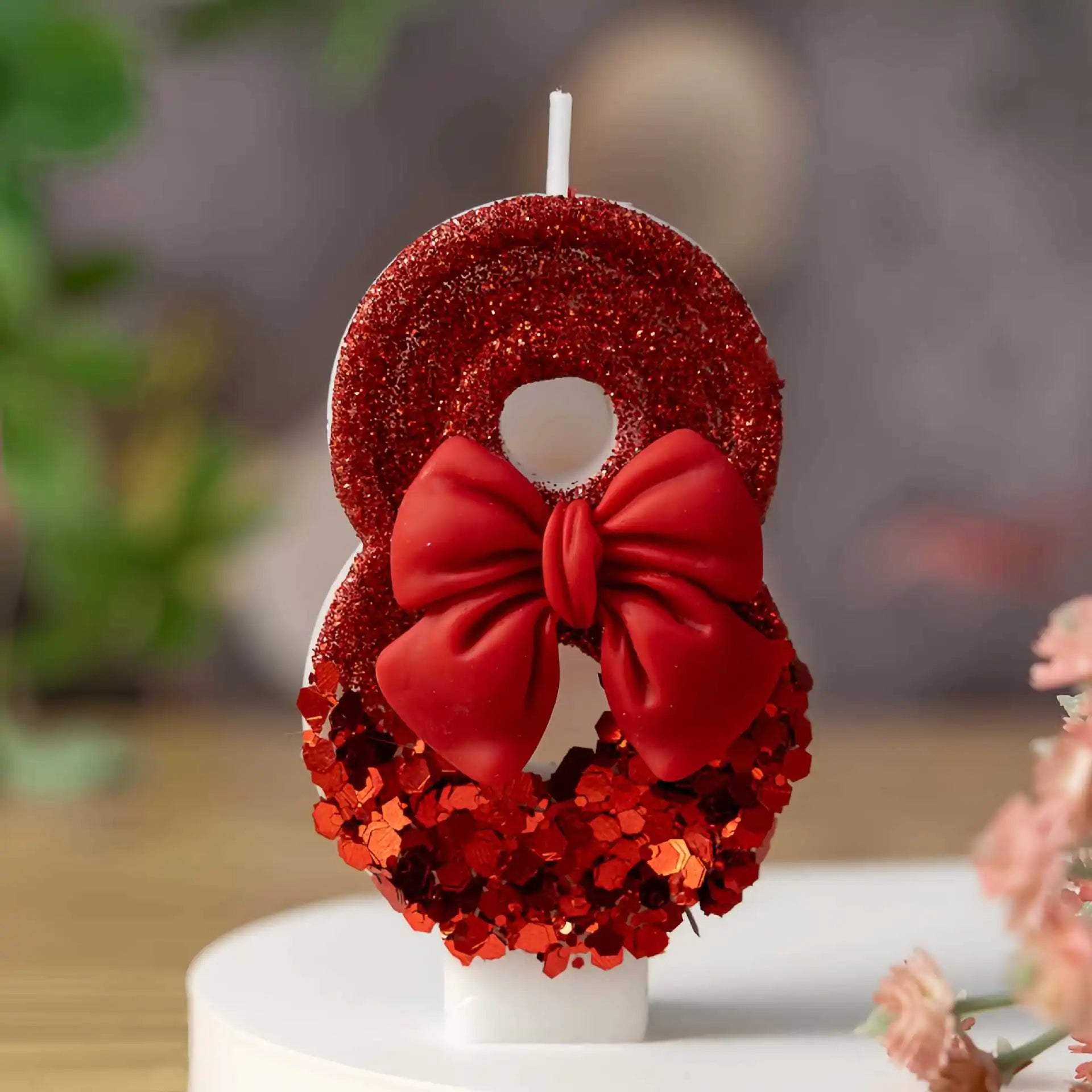 Red bow creative digital candle birthday candle cake decoration