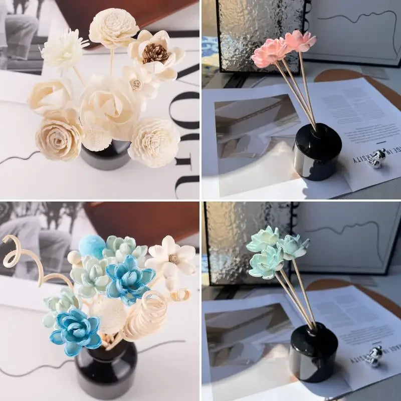 Artificial Hydrangea Flower Rattan Sticks Fireless Fragrances Reed Essential Oil Diffuser Stick DIY Ornaments Home Decor