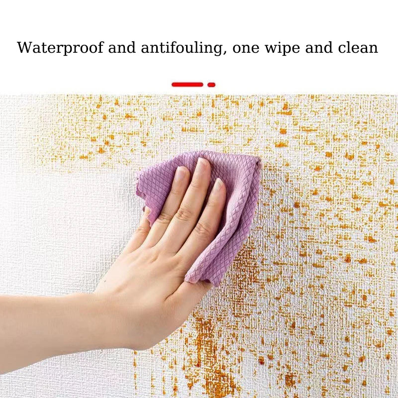 50cm Linen 3D Foam Self-adhesive PVC Solid Color Thickened Waterproof Background Wall Renovation Wallpaper Wall Stickers