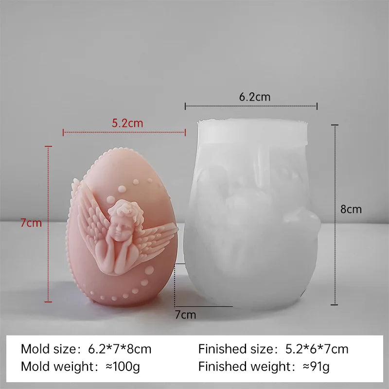 3D Easter Egg Candle Silicone Mold Angel Flower Embossment DIY Handmade Soap Chocolate Baking Mould