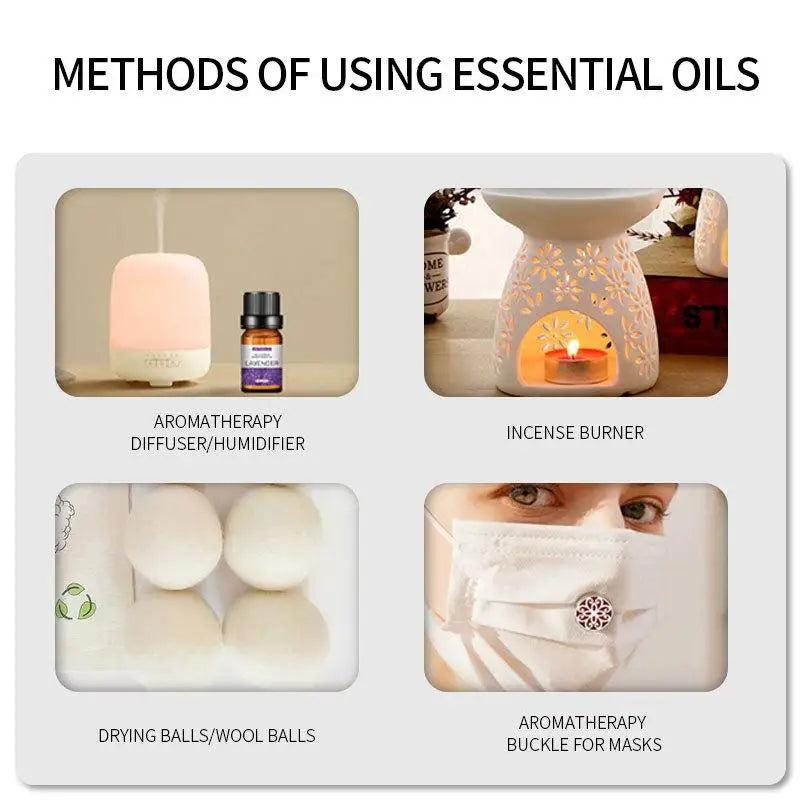 29 Flavors 10ml Essential Oils For Aroma Diffuser AirHumidifier Home Water-soluble Lavender Rose Eucalyptus White Peach Oolong