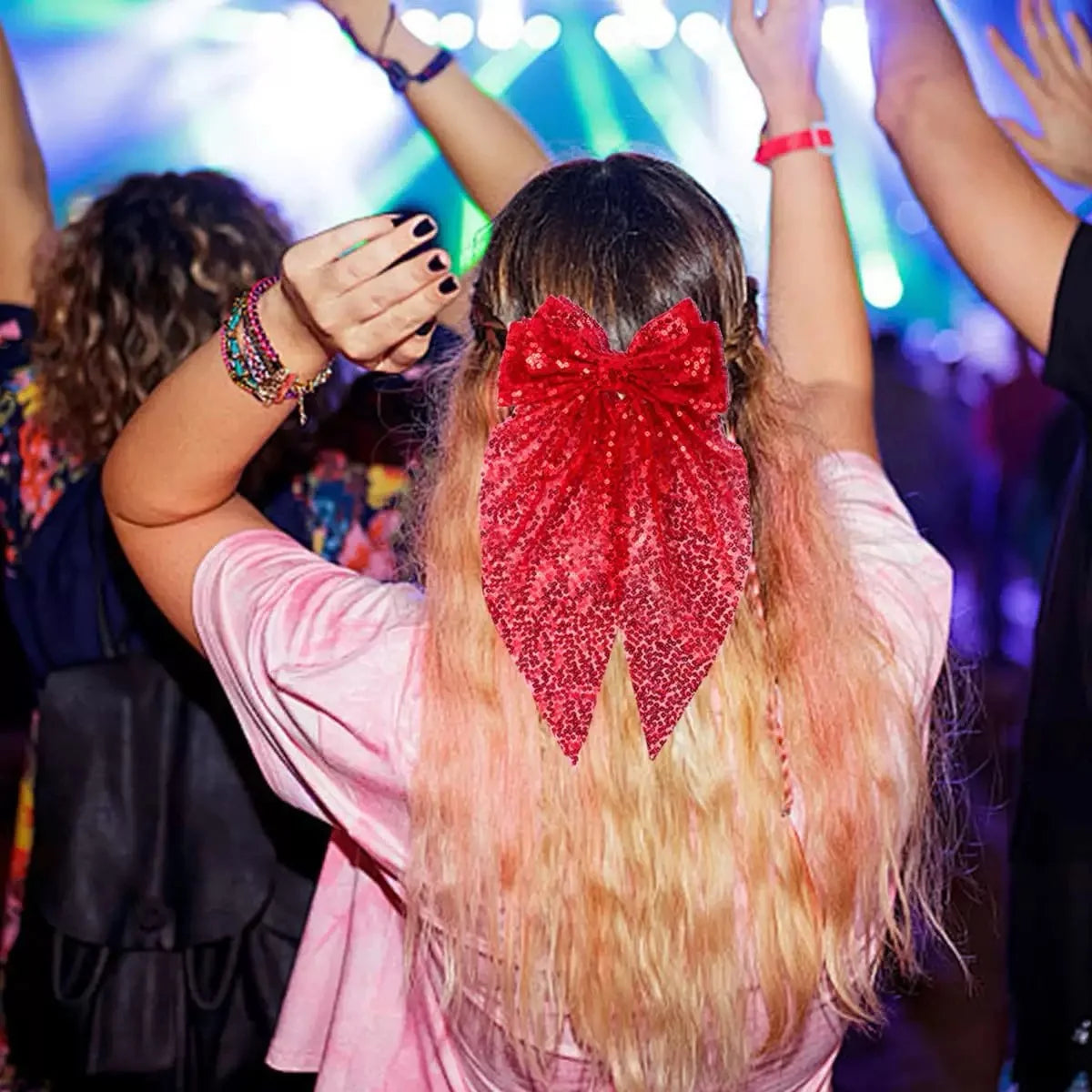 Sequined Double-Layer Mesh Bowknot Hairpin Cute Hair Accessories For Women