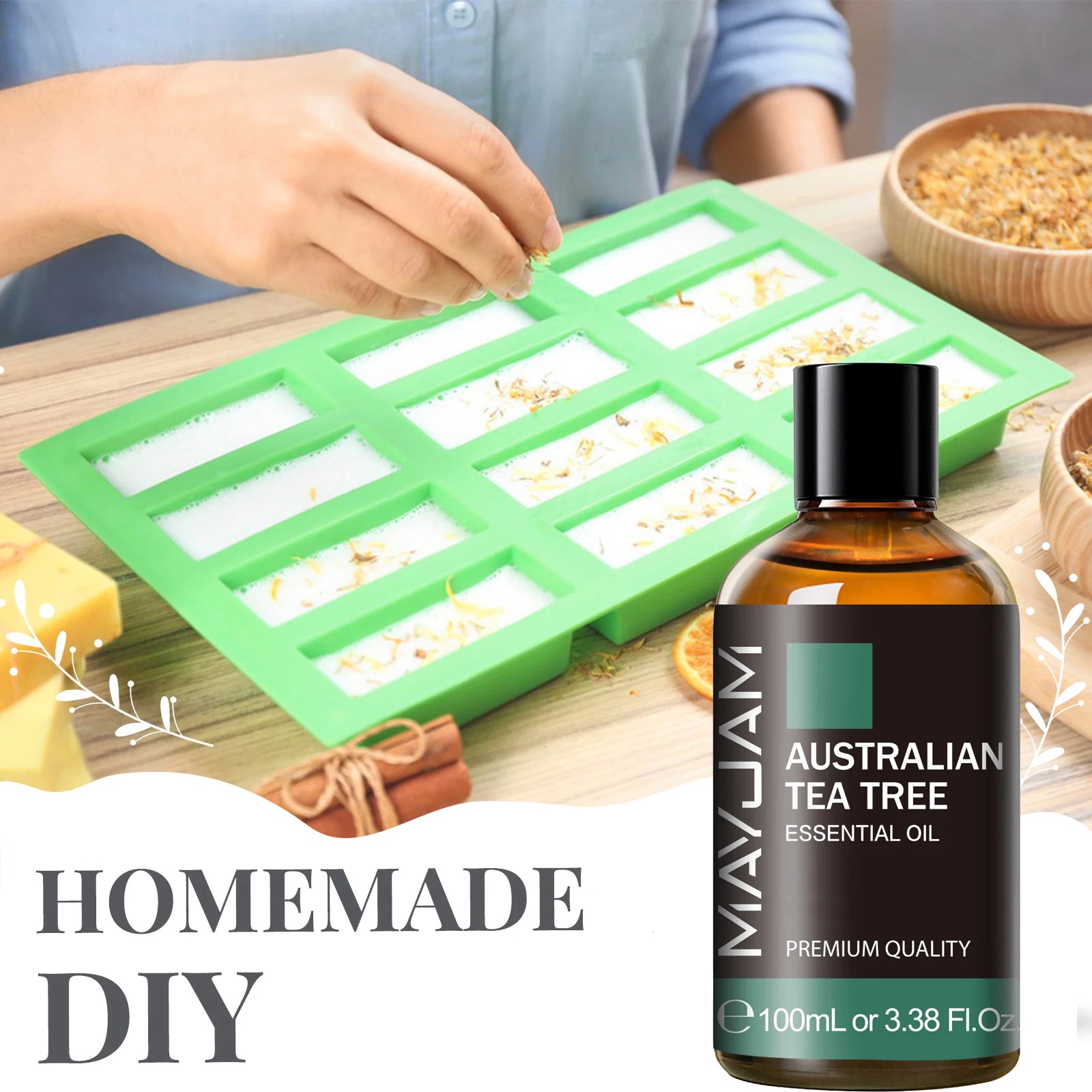 MAYJAM Aromatherapy Essential Oils May Chang Lavender Tea Tree Clove Bud Turmeric Pine Neddles 100ml Pure Essential Oil