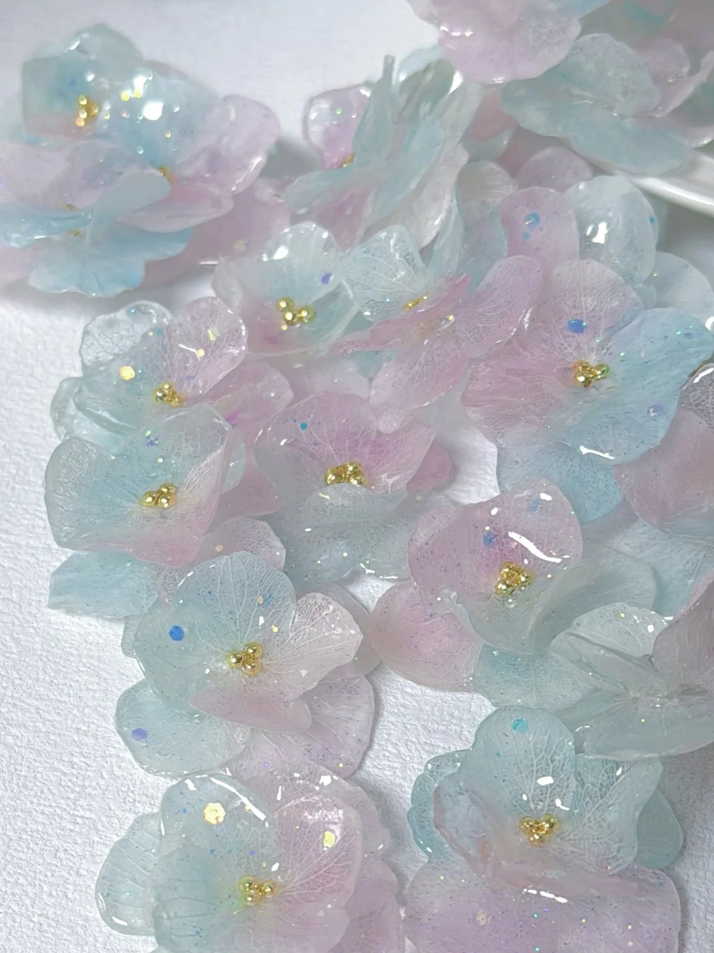 4PCS DIY Rubber Real Dried Hydrangea Flower Earrings Necklaces Bracelets Accessories Real Large-Leaf Hydrangea Fairy Accessories