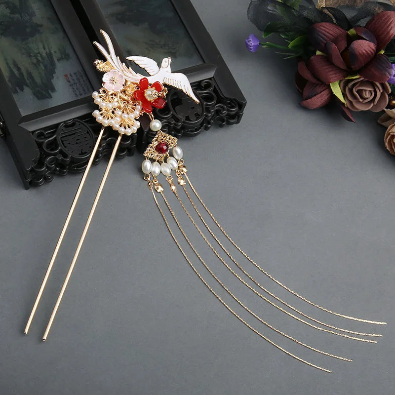 Pearl Rhinestone Flower Hairpins Wedding Hair Accessories Pearl Hairpins Flower Bridal Hair Pins Hair Ornaments Hair Stick
