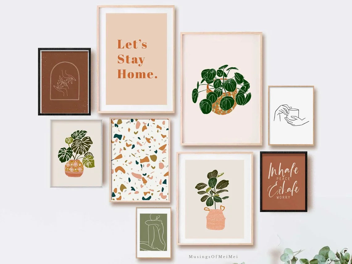 Boho Botanical Print, Fiddle Leaf Fig Printable Wall Art, Boho Prints, Nursery wall decor, House Plant Lover Wall Decor, Digital