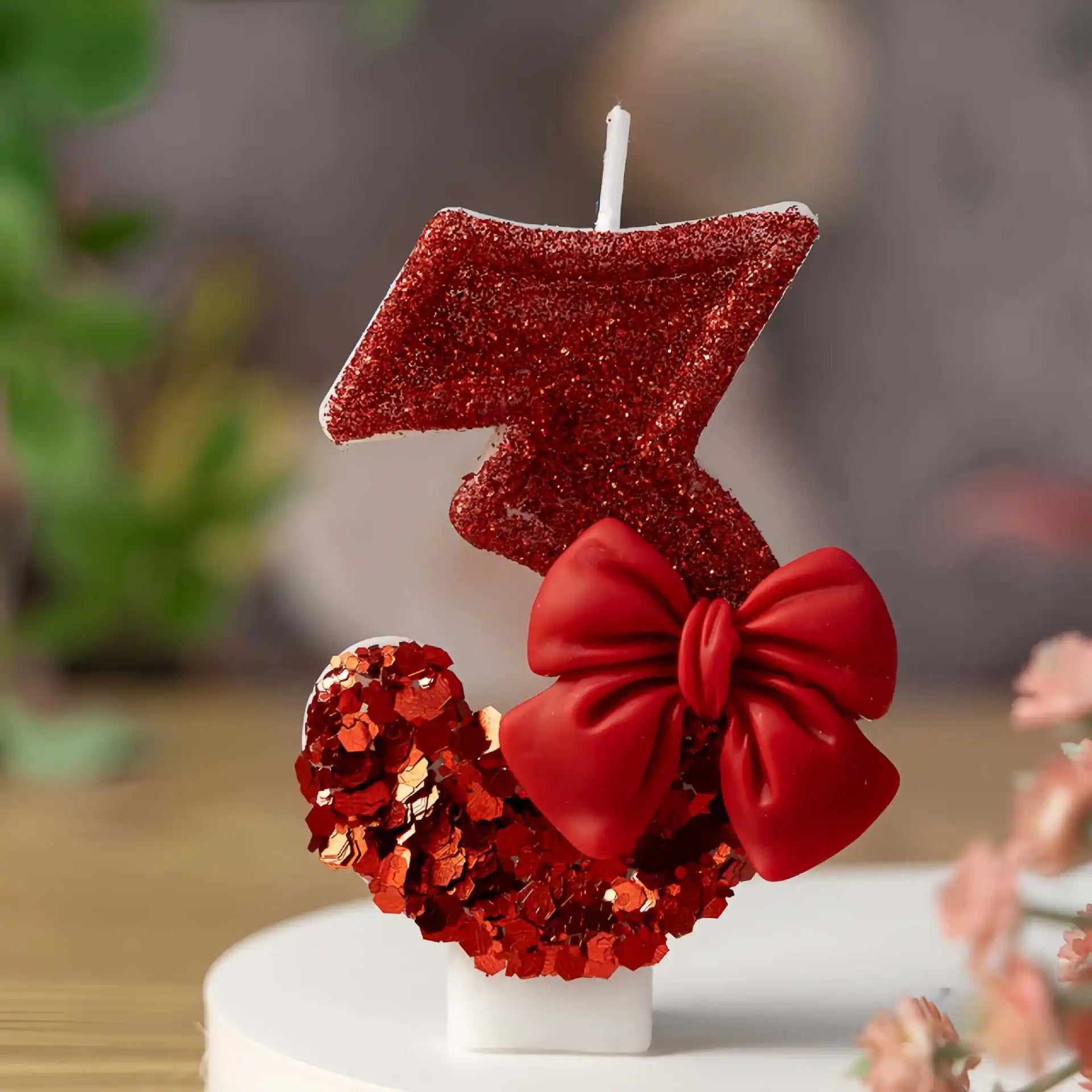 Red bow creative digital candle birthday candle cake decoration