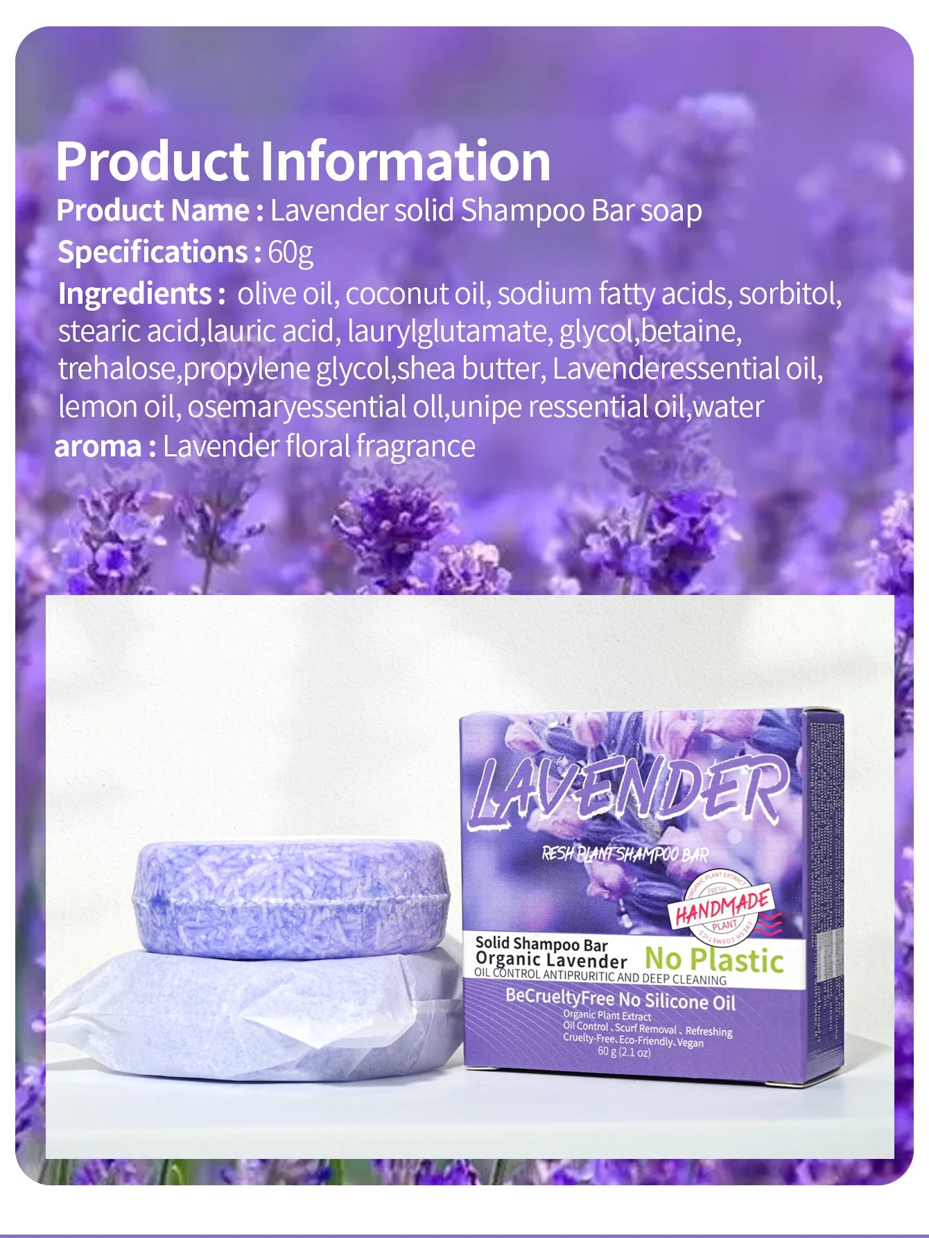 Provence lavender Essential Oil Shampoo Soap Handmade Hair Care Soap Solid Shampoo And Cleaning Soap Self Labeled