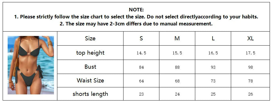 2025 Sexy Women's Bikini Set - Adjustable Tie Side Bandage Triangle Top & Low Rise Bottom with Starfish Metal Drawstring Summer