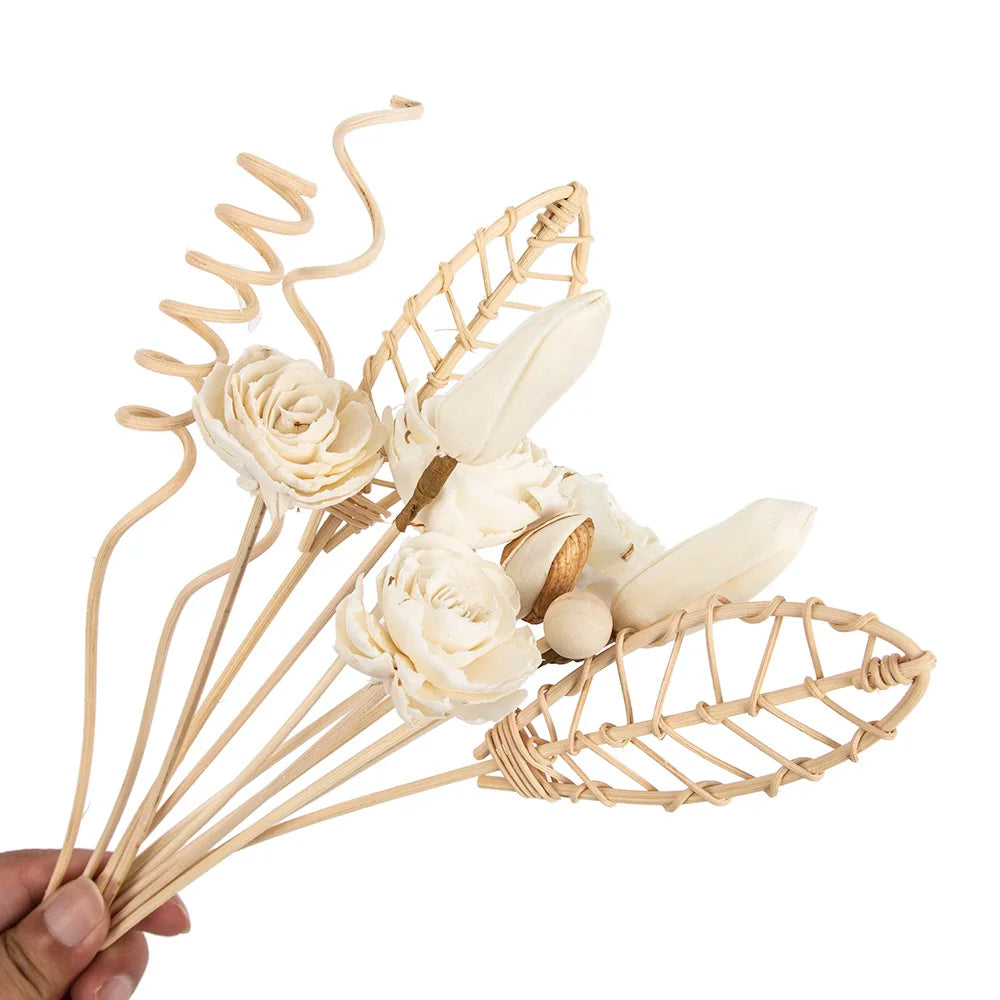 12PCS Lotus Series Flower Rattan Sticks Fireless Fragrances Reed Diffuser Stick Diy Ornaments Home Decor