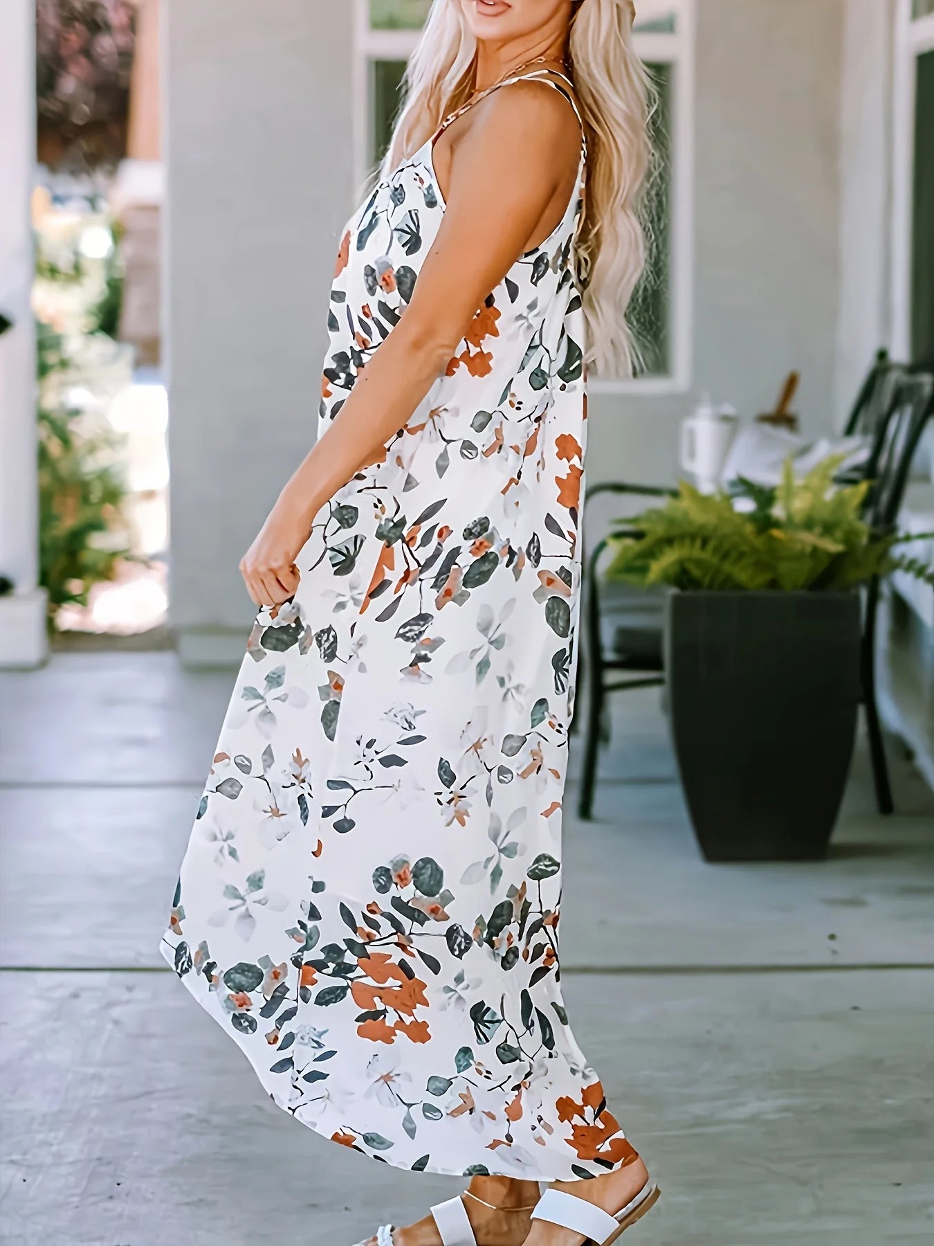 Women's Large Size Woven Summer Festival Printed Dress