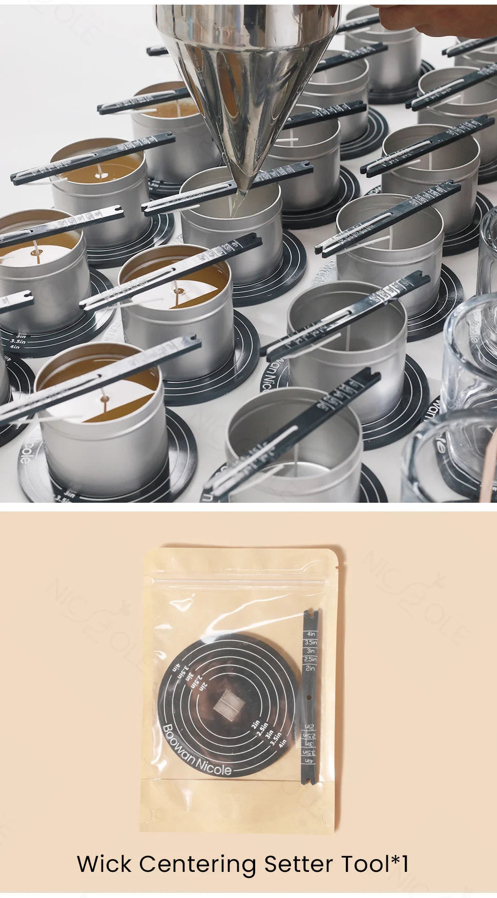 Nicole Quick Magnetic Candle Wick Centering Setter Tool & Wick Holder Candle Centering Device for Candle Making