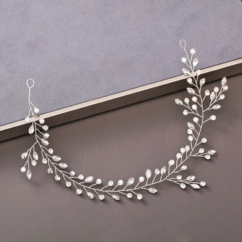 Pearl Crystal Bridal Headband Hairband Rhinestone Wedding Hair Accessories Jewelry Vine For Women Bride Tiara Headband Headpiece