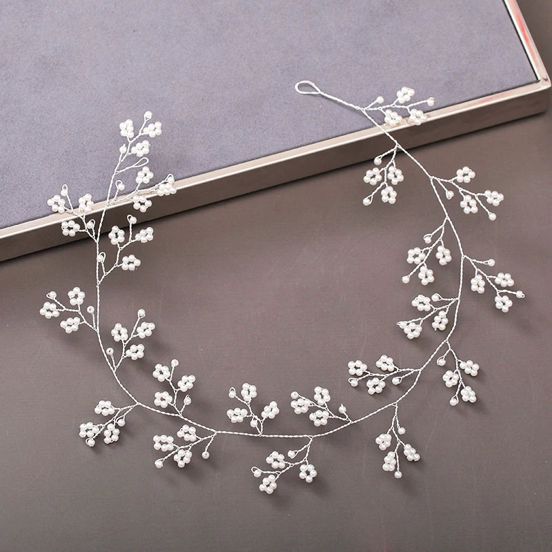 Pearl Crystal Bridal Headband Hairband Rhinestone Wedding Hair Accessories Jewelry Vine For Women Bride Tiara Headband Headpiece